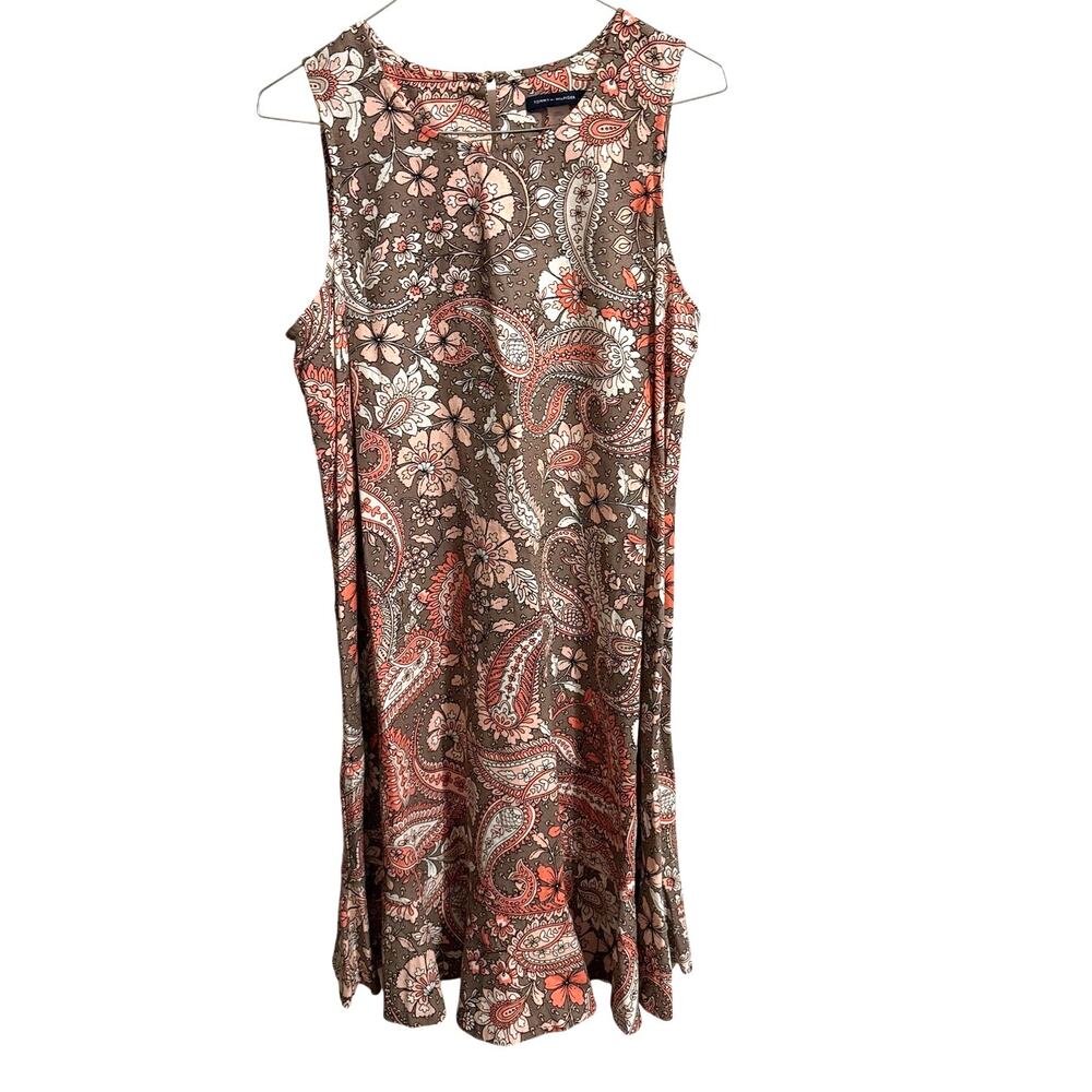Tommy Hilfiger Women's Sleeveless Linen Blend Paisley Floral Dress